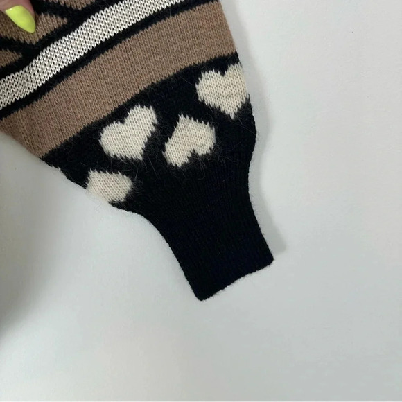 Olsen Vintage Women's Sweater Size XL Lambswool Angora 80s 90s Heart Striped - Picture 3 of 9
